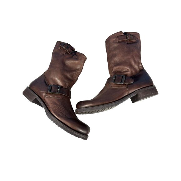 New FRYE Veronica Slouch Short Boots 10 Brown Leather HTF Vintage $428 - Picture 14 of 16